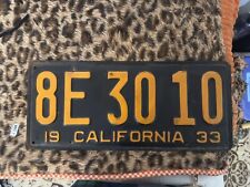 Vintage 1933 California Black License Plate picture