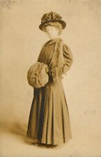 Fashionable Lady of the Edwardian Period Real Photo RPPC Antique c1907 picture