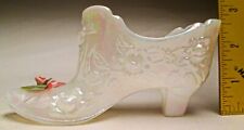 Vintage Fenton Embossed Roses Slipper #9295PT Pearly Sentiments made 1990-1991 picture