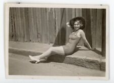 Nice Antique Woman Pinup: Unique Pretty Bathing Suit Outdoor Pose Photo - 1943 picture