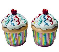 PartyLite Celebration Cupcake Votive Ceramic Candle Holder Pair #P7327 NIDB Read picture