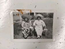 1950s Vintage Photograph Two Ladies In Rocking Chair With Large Sombreros Love picture