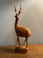 Vintage Hand Carved Wooden Gazelle 10.5” Made In Kenya  picture