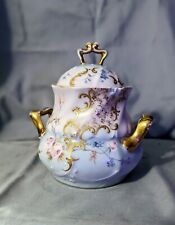 Jean Pouyat~Limoges France Sugar Bowl~ANTIQUE 1850~Floral~Gold Trim W/ Lid picture
