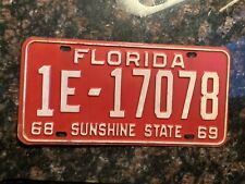 Florida License Plate 1968 1969 Miami 1-17078 Available For Registration picture