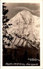 Vtg 1930s RPPC Postcard Majestic Mt McKinley Signed Hewitts Photo Shop Unposted picture