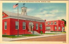 Post Card US Post Office  And Make Peace Building Wareham Mass. picture