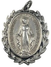 Vintage Catholic Sterling Silver Miraculous Mary Medal, 5.4 Grams Silver picture