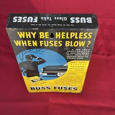 Vintage 1940's Buss Automotive Fuses Metal Counter Display Gas Oil Sign W/Tins picture