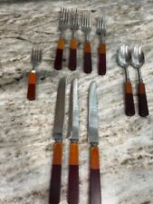Englishtown Cutlery 10 Pieces Bakelite Handles Stainless Steel MCM picture