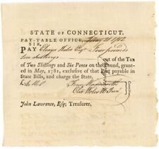 1782 dated Pay Order Signed by Oliver Wolcott Jr. - Connecticut - Revolutionary  picture