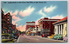 Original Old Vintage Antique Postcard Cars Post Office Main Street Sumter, SC picture