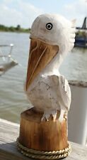 Wood Pelican Statuette Hand Carved, 11 1/2 inch tall - Small Pelican picture