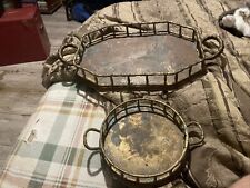 Lot Of 2 Vintage Brass Serving Trays picture