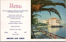 Vintage UNITED AIR LINES MENU Postcard Catalina Island Casino 