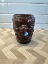 Vintage Ugly Face Mug Cup 1970s Ceramic Cup Brown Glazed 4.5” picture