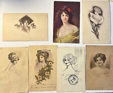 Vintage Postcards 7 Portraits Beautiful Women Hand Drawn Cob Shinn Zimmermann picture