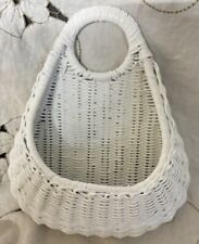 Wicker Wall Planter Holder Basket Rattan Spring Cottage Core Vintage 14” X 17” picture
