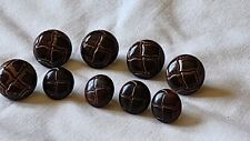 9 Vintage Leather Look Plastic Football Shank Buttons 5/8
