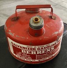 Vintage Behrens  Galvanized Metal Gas Can 1 Gallon; #221-E/26-Gauge Steel picture