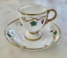 Rare Antique Brown Westhead & Moore Cauldon Rope Handle Cup & Saucer Set As Is picture