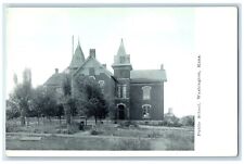 c1910 Public School Exterior Building Washington Kansas Vintage Antique Postcard picture