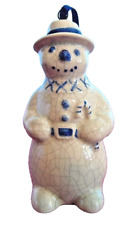 Dapper Snowman Ornament Crazing Design With Blue Accents 1994 Hallmark  picture