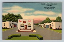 Chadron NE The Three Oaks Auto Court Advertising Nebraska c1950 Vintage Postcard picture