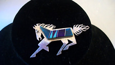 AMAZING SIGNED V FOR ROBERT VANDOVER NAVAJO INLAY GEMSTONE STERLING HORSE BROOCH picture