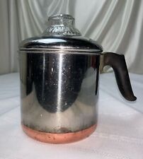 Vintage Revere Ware 4 cup Coffee Pot Percolator 1801 Copper Clad Bottom Camping picture
