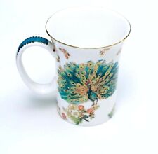 PEACOCK Mug Elegant Gold Trim Tea Coffee Grace's Teaware Butterfly Floral Blue picture