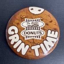 Vintage 1970s Tim Hortons Donuts Grin Time Employee Pinback Button RARE picture