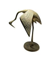 Vintage Brass Heron Egret Stork Crane Bird Standing Figurine Decoration picture