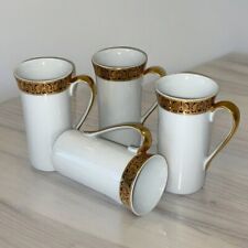 4 Vintage Royal Crown Regency White Porcelain Demitasse Cups Gold Trim Espresso picture