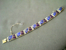 TEME Native American Lapis Charoite Coral Inlay Sterling Silver Panel Bracelet picture