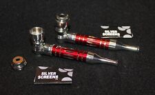 2X LONG TIP RED METAL Pipe w/Lid Tobacco Smoking Metal pipe ALL METAL Pipes picture