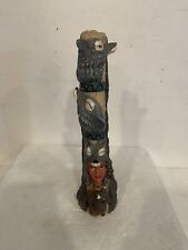 Vntg Native Indian/Wolf Style Totem Pole 10” Figurine Heavy Resin RARE See Photo picture