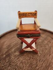 Vintage Directors Chair Porcelain Hinged Box with Bill Horn Trinket picture