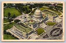 Postcard Washington DC US Capitol Building and Grounds Aerial View 7M picture