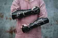 Pair of gothic bracers, medieval knight armor, blackened steel bracers, fantasy picture