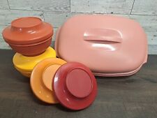 VTG Tupperware 1273 Dusty Rose 3pc Vegetable Rice Steamer, 2 Serve Seal W Lids   picture