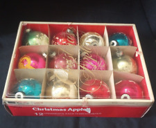 Shiny Brite Mercury Glass Ornaments VINTAGE Lot of 12 Christmas Stenciled USA picture