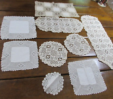 Lot Vintage Antique Hand Crocheted Doilies Dresser Vanity Scarves Table Toppers picture