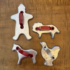 Vintage 1950’s Set Of 4 Metal Cookie Cutters With Handles picture