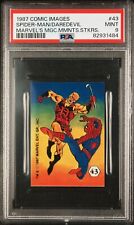 1987 Marvel Universe Stickers #43 Spider-Man vs. Daredevil PSA 9 picture