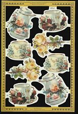 Mamelok Embossed Vintage Style Scrap Die Cut  - Old Fashioned Tea Cups  A167 picture