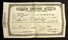 Napa State of California License to Carry Concealed Firearm 1932 Permit Pistol picture