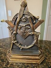 Bronze Masonic Bookend G.T. GUILD Heavy Brass 1 BOOKEND ONLY EUC picture