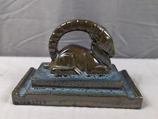 Fine RARE American Encaustic Tile Co. AETCO Pottery Ram Paperweight Green Blue picture