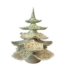 Vintage Jamar Mallory 6pc Treat Tree Ceramic Christmas Tree 15” White Speckled picture